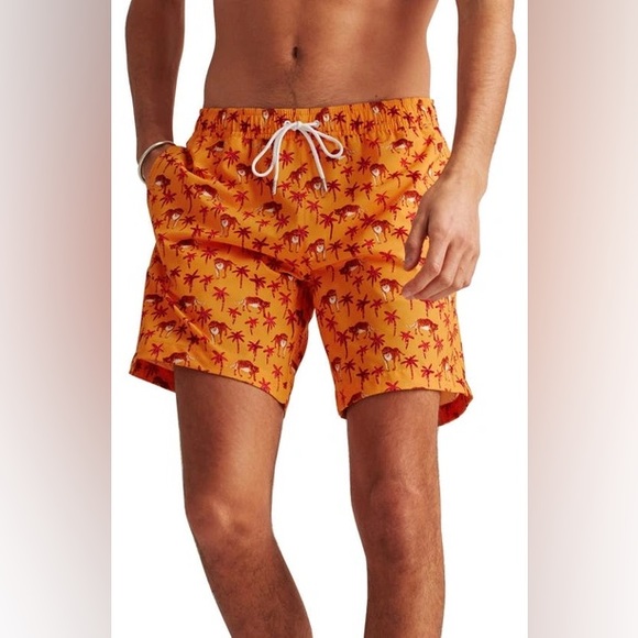 Bonobos M Riviera Tropical Tiger Print Swim Trunk Shorts Palm Tree Recycled - Picture 9 of 9